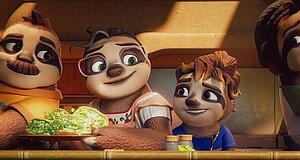 Szenenbild aus dem Film „Familie Faultier - Kochen auf der Überholspur“