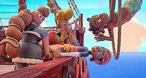Szenenbild aus dem Film „Aisha und das verlorene Buch“ Szenenbild aus dem Film „Aisha und das verlorene Buch“