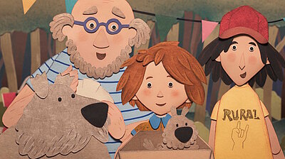 Szenenbild aus dem Film „Die Schatzsuche im Blaumeisental“